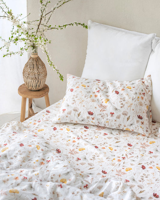 Meadow print linen pillowcase