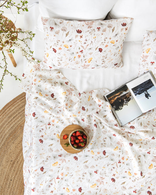 Meadow print linen flat sheet