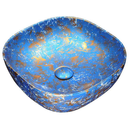 Marbled Series Ceramic Vessel Sink in Marbled Tulip Finish