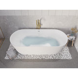 Badi Series 71 in. x 32 in. Flat Bottom Solid Surface Freestanding Soaking Bathtub with Center Drain in Matte White