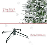 HOMCOM 9' Unlit Snow Flocked Pine Artificial Christmas Tree with Realistic Branches and 1159 Tips, Green