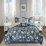 Seashell Coastal Navy Blue 7-Piece Comforter Set