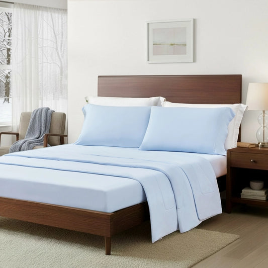 Modern Wave Quilting Reversible All Season Sheet Set, Blue