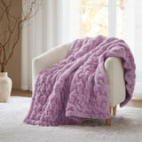 Soft Ruched 50x60" Throw Blanket, Purple