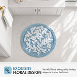 Leaf Cotton Tufted Anti-Skid Bath Rug, Blue