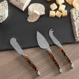 French Home Laguiole 3-Piece Tortoise Shell Cheese Knife Set