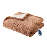Marbled Sherpa Heated Throw, Brown
