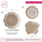 Burlap and Lace Tableware Set 62 Pieces