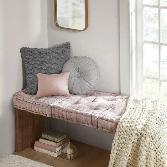 Square Large Pillow Seating Floor Cushion, Blush