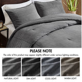 Twill Stone Washed Cotton Comforter Set, Grey