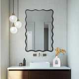 Maya Rectangular Waved Edge Mirror in Glossy Black