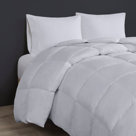 Quilted Goose Feather and Down Oversize Comforter, Grey