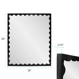 Santosh Rectangular Mirror with Inner Scalloped Edge in Glossy Black