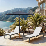 Fiji - Aluminum Patio Umbrella With Square Teak And Black Base