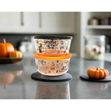 Halloween 4 Piece Set (4 Cup / 32Oz) Round Glass Storage Containers With Lids