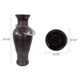 Black Ore Glass Vase with metal accent - Large