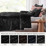 Crushed Velvet 4-Piece Comforter or Duvet Cover Set, Black