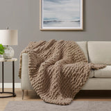 Handmade Chenille Chunky Knit Throw 50x60", Brown
