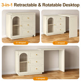 59” Large Extendable Makeup Vanity Desk, Corner Vanity Table