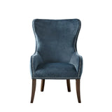 Wholesale Button Tufted Back Winged Track Arms Accent Chair, Blue