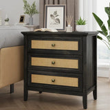 Wholesale 3 Drawer Dresser, Cane Nightstand with Rattan Drawers