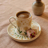 Yellow Daisy Gold Rim Espresso Cup & Saucer Set