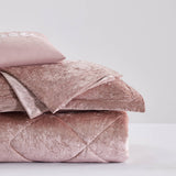 Crushed Velvet 4-Piece Comforter or Duvet Cover Set, Blush