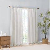 Linen Blend Light Filtering Curtain Panel Pair, White