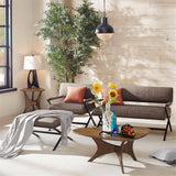 Modern Mid-Century Triangular Wood Side Table, Pecan