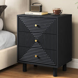Black 3 Drawer Nightstand, Small Dresser Wooden Storage