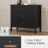 Large Fluted 3 Drawer Dresser, Modern Nightstand Cabinet
