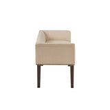49.5" Upholstered Bench with Back & Wood Legs, Tan