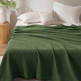 Soft Cotton Waffle Weave Blanket, Olive Green