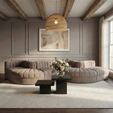 Rummi - Rounded Velvet Performance Fabric Upholstered 6 Piece Modular Sectional