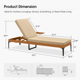 PURPLE LEAF Outdoor Chaise Lounge Patio Lounge Chair Recliner with Side Table and Cushion for Poolside Balcony Backyard