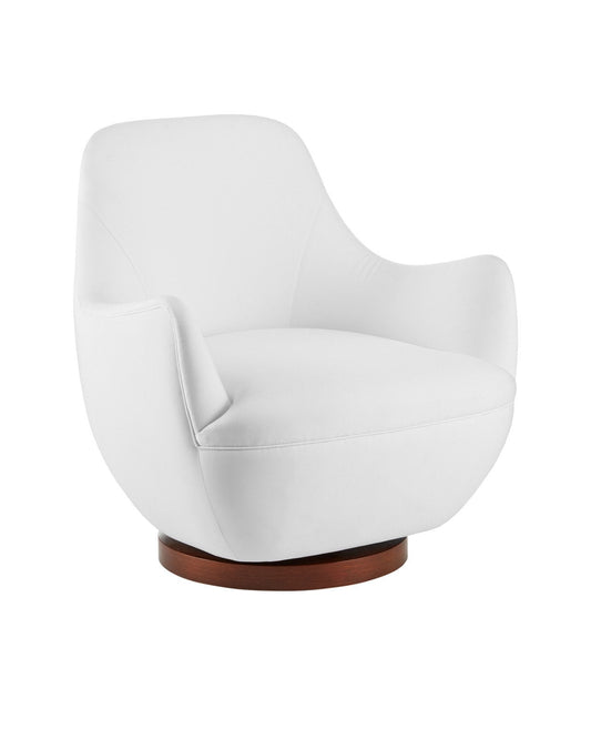 Brene Walnut Swivel Armchair, Muslin