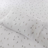Winter Flannel Cotton Sheet Set, Ski, Light Grey