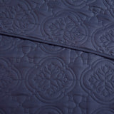3 Piece Quilted Medallion Reversible Bedspread Set, Nav