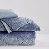 Crushed Velvet 4-Piece Comforter or Duvet Cover Set, Blue