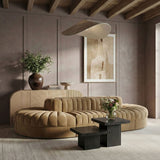 Rummi - Oval Velvet Performance Fabric Upholstered 8 Piece Modular Sectional
