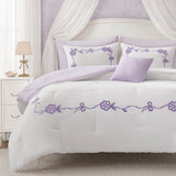 Charming Floral Microfiber Comforter Set For Kids, Purple