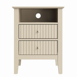 Fluted Nightstand with 2 Drawers Set of 2