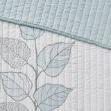 6 Piece Embroidered Quilt Set with Throw Pillows, Blue