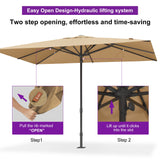 PURPLE LEAF Luxury Market Umbrella 1.9"/2.4"/3.1" Pole Commercial Hydraulic Semi-Automatic Umbrella