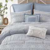 7 Piece Shabby Chic Comforter Set, Blue