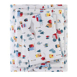 Warm Cozy Printed Kid's Sheet Set, White Village