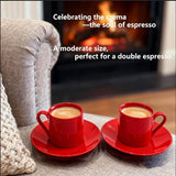 3.5 oz Porcelain Espresso Cups with Saucers, Set of 2