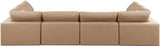 Comfy - 6 Piece Faux Leather Modular Armless Sectional - Tan