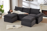 VELLO 111" 3-Seater Sofa with 2 Ottomans