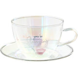 Amazing 7 oz Glass Teacup & Saucer Butterfly Design